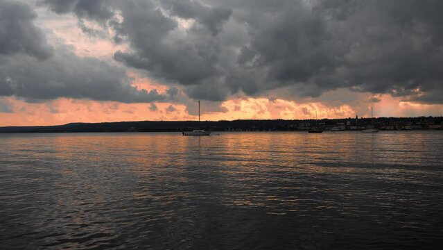 A romantic sunset in Angera on Lake Maggiore.