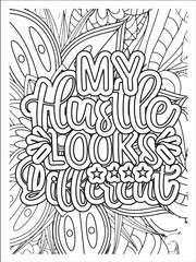 Best mom font with flowers pattern. Hand drawn with black and white lines. Doodles art forMom Hustle or greeting card Motivational quotes coloring page with mandala backgroun