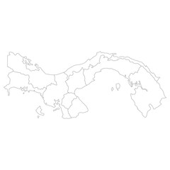 Panama map. Map of Panama in ten main regions in white color