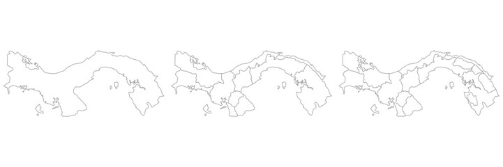 Panama map. Map of Panama in white set