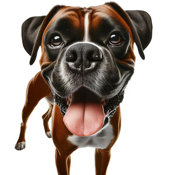 Boxer Dog, Bulldog: Happy Face Close-up on Transparent Background, Detailed PNG, High Quality, Ready for Your Project
