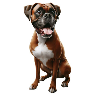 Boxer Dog, Bulldog: Happy Face Close-up on Transparent Background, Detailed PNG, High Quality, Ready for Your Project