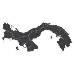 Panama map. Map of Panama in ten main regions in grey color