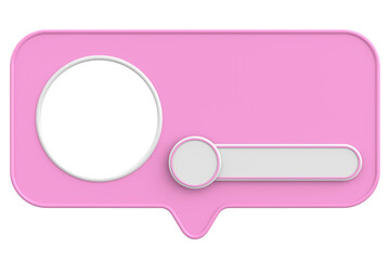 Profile box. Social media profile. 3D illustration.