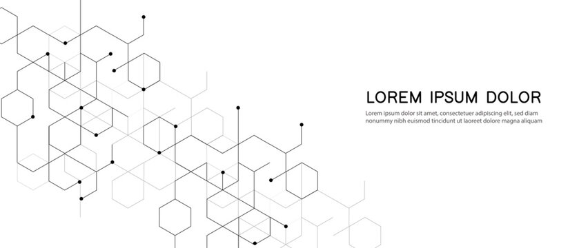 abstract background with connected hexagons and dots,Banner design