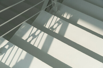 top view of white stair light and shadow architecture detail background