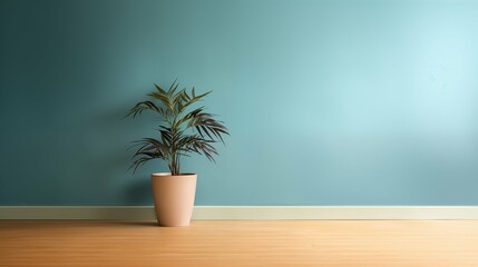 Plant against a colorful background with copy space, minimalistic and elegant 