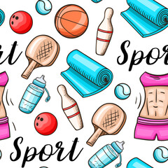 Fitness and sport seamless pattern. - 746630367