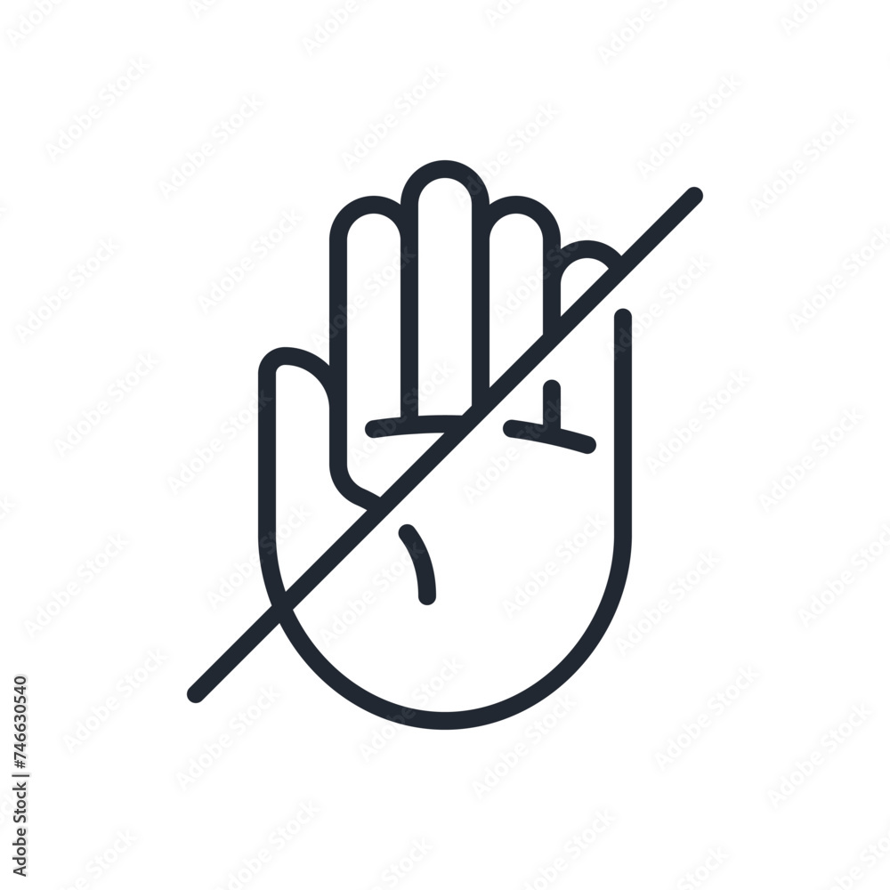 Canvas Prints no touch editable stroke outline icon isolated on white background flat vector illustration. pixel p