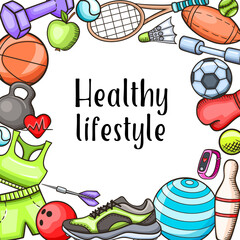 Doodle fitness and sport background. - 746630517