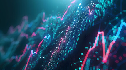 financial stock market graph on digital screen. Abstract finance background. 3d rendering