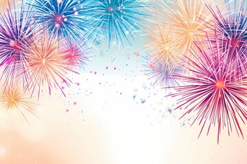 A spectacular scene featuring a vibrant fireworks display set against a pristine white background, adding a touch of sparkle and joy to a birthday occasion.