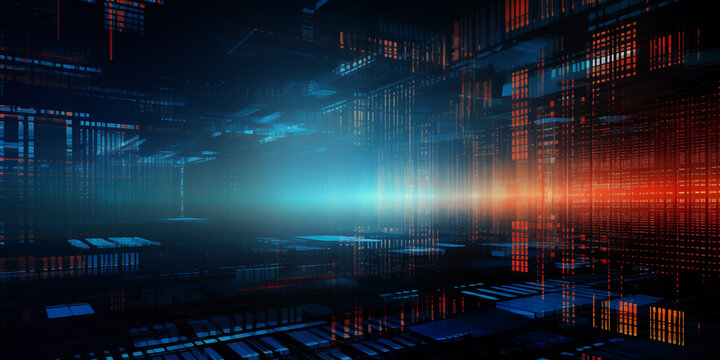 abstract technology communication concept background, Abstract digital grid background with matrix of binary data and computer code