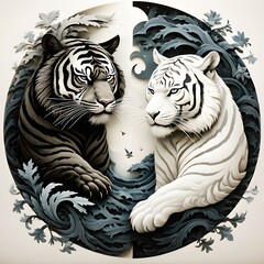 Obraz premium yin yang tigers