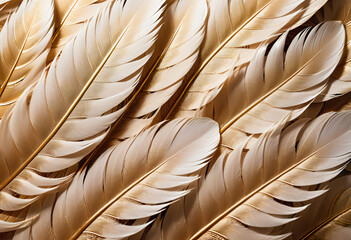 Golden feathers lined up in the background