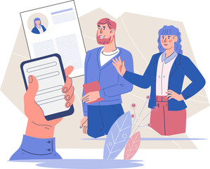 Online resume recruitment, way for employers to review and select potential candidates. Resume for online and job application concept.