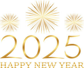 happy new year 2025 - golden design, golden fireworks ver 4
