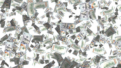 png dollar banknotes on transparent background, isolated hundred dollar bills, economy design element  