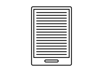 Icono negro de e-book en fondo blanco.