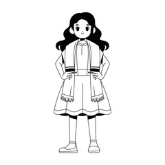 Vector Jewish Girl Traditional Bat Mitzvah Cartoon Illustration Isolated