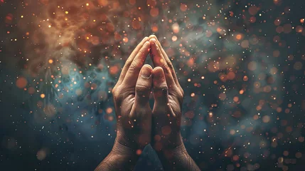 Foto op Plexiglas Faithful Embrace: Hands United in Prayer © Zelta