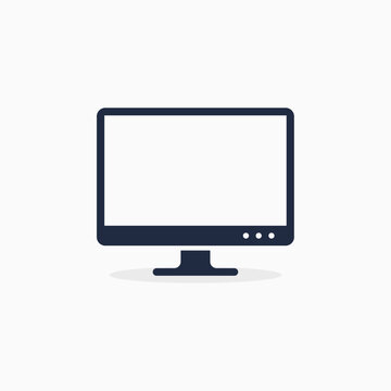 Computer monitor icon. Flat PC symbol. Desktop computer vector icon