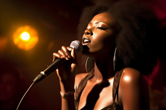 Glamorous African American Singer Under Spotlight