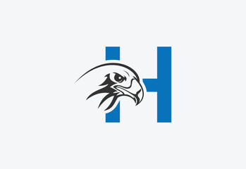 High quality illustration of a eagle head with latter H for logo and icons
