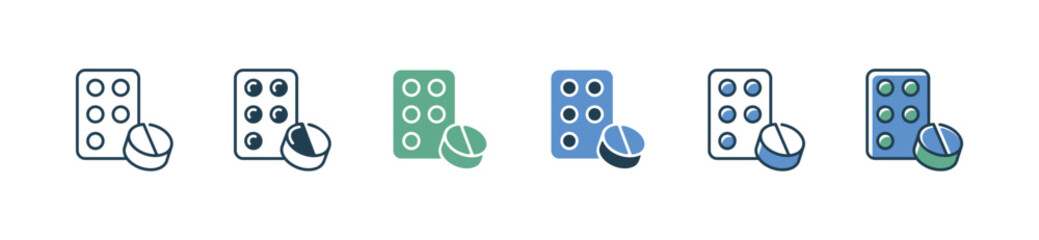 medicine capsule tablet icon set medical prescription disease cure treatment sign vector illustration 