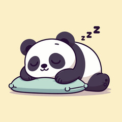 vector style sleeping cute panda mascot