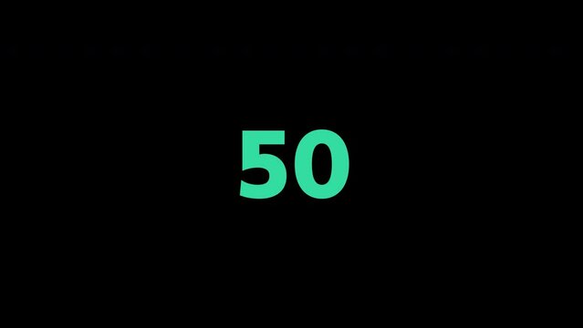 Flat numbers value from 0 to 100 isolated on black background
