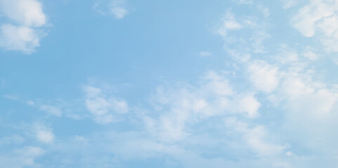 Naklejka na ściany i meble Blue sky with white cloud. Fantastic soft white clouds against blue sky. white cloud with blue sky background. Beautiful summer clouds.