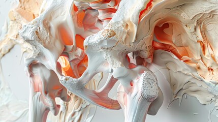 An abstract composition showcasing the complexity of human bone structure with a focus on the intricate textures and shapes of the skeletal system. - obrazy, fototapety, plakaty