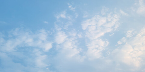 Fototapeta premium Blue sky with white cloud. Fantastic soft white clouds against blue sky. white cloud with blue sky background. Beautiful summer clouds.