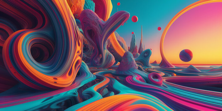 Surreal digital artwork with impossible geometry