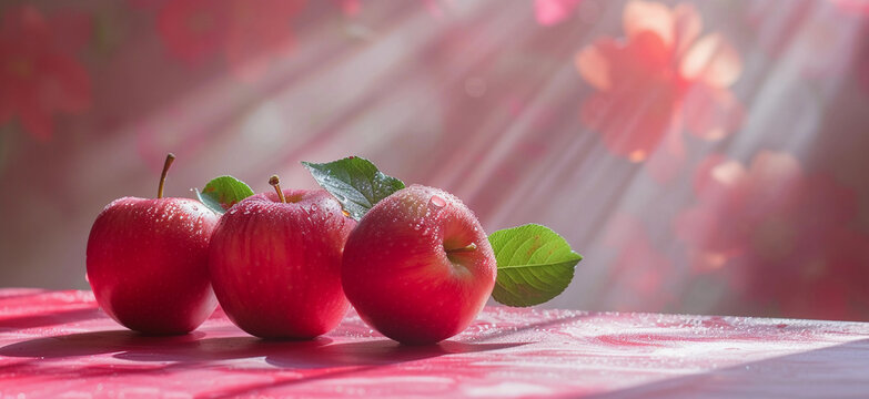 Fresh red Apple splashing in water with droplets flying around, vibrant colors. stock photo of water splash with apple Food Photography. 