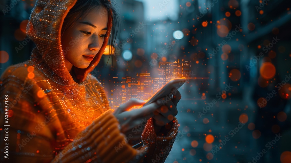 Poster Data protection concepts based on cyber security and privacy. Internet network security technology. Businessman protecting personal data on smartphone.