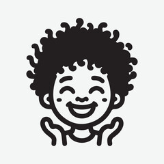 Happy Girl Vector Illustration Cute Kid Silhouette in Happy Mood and Smiling