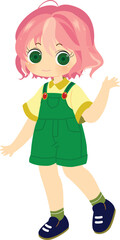 Cute baby girl junior anime manga character kawaii flag