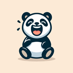 vector style laugh cute panda mascot
