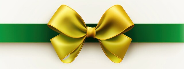 Green Ribbon With Gold Bow Generative AI
