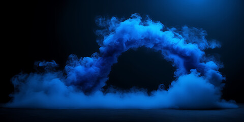Image showcasing the elegant arch of cobalt blue smoke against a canvas of midnight black. - obrazy, fototapety, plakaty