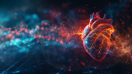 A stunning visual concept highlighting the human heart and its rhythmic heartbeat, symbolizing cardiovascular health and medical diagnostics.