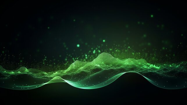 Green digital abstract wave. Neural network AI generated art © mehaniq41
