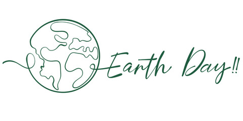 Earth day hand drawn line art style vector illustration