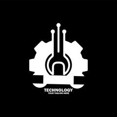 Abstract Initial Logo. White color isolated on Black  Background. Technology  Branding Logos. Flat Vector Logo Design Template Element icon.