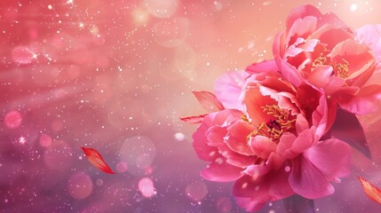 Miracle peony flowers background