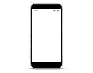 3D realistic high quality smartphone mockup with isolated background. Smart phone mockup collection. Device front view. 3D mobile phone with shadow on white background.