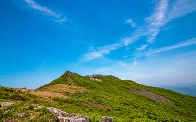 Landscape view of Mount Mudeungsan, in Gwangju, South Korea.