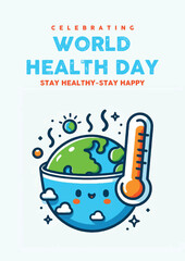 World health day april poster design.global earth wellness medical medicine international disease sign treatment healthy hospital doctor life care symbol concept background vector illustration 